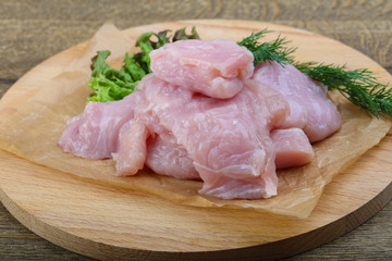 Raw sliced turkey
