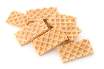 Waffle with crem isolated on white background.
