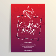 Cocktail party invitation. Flyer concept with creative background. Applicable to banner, poster, advertising, promo design