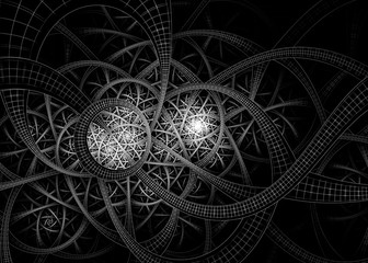  Black and White Abstract Fractal Rings Network Background - Fractal Art