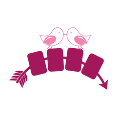 birds with arrows romantic card icon vector illustration design