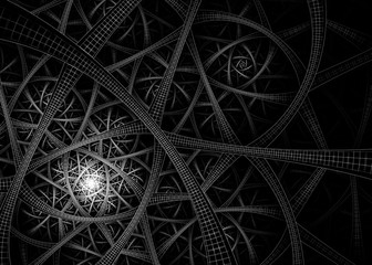  Black and White Abstract Fractal Rings Network Background - Fractal Art