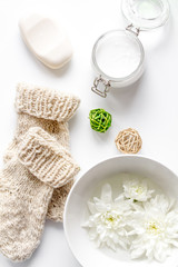 Fototapeta na wymiar natural organic cosmetics for baby on white background top view