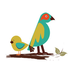 birds romantic card icon vector illustration design