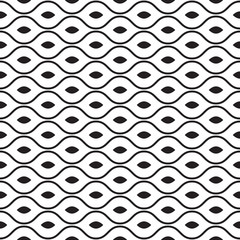 Seamless abstract vector pattern with linear lattice of waves and circles