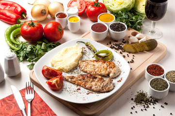 Modern kitchen and food preparation concept