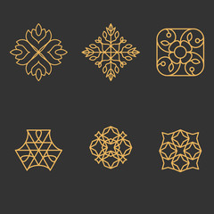 set of symmetric linear patterned emblems texture