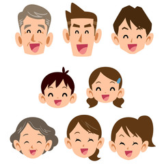 三世代　家族　笑顔　アイコン
