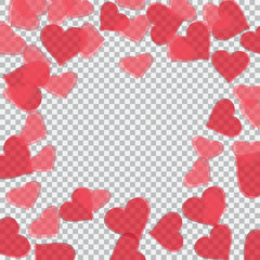 Fototapeta na wymiar Red translucent hearts arranged in a circle. Checker background. Valentine's Day. illustration