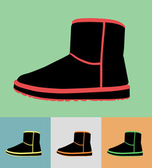 Collection of fashion winter ugg boots,vector, illustration