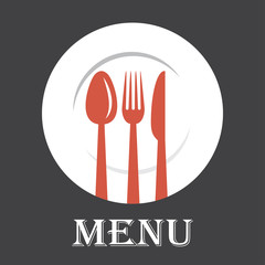 vector illustration of menu cover with spoon, fork and knife