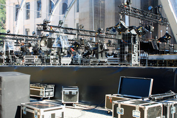 Modern Stage for music with lights on a console