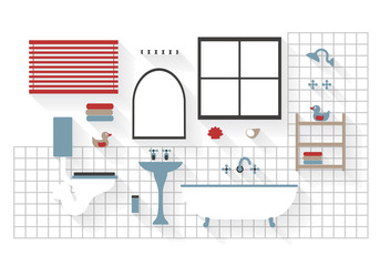 Flat Bathroom Icons with Basin and Taps - All Long Shadows on one layer - contains blends
