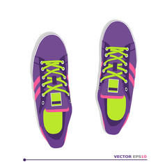 pair of casual sneakers with laces, vector, illustration,