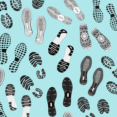 Collection footprints of classic sneakers, vector, illustration