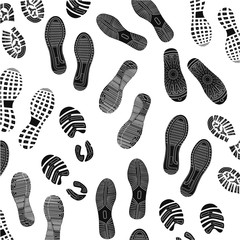 Collection footprints of classic sneakers, vector, illustration