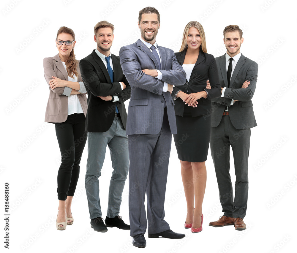 Wall mural group of smiling business people. isolated over white background