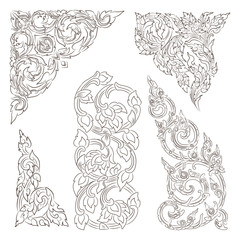 vector set of traditional Thai ornaments on white background