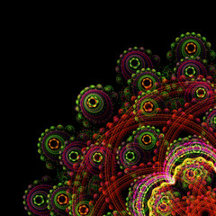 Abstract Fractal Filigreed  Pattern on Black  Background - Fractal Art