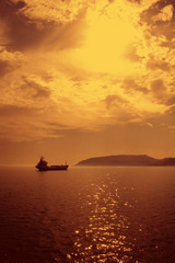 Fototapeta na wymiar ship cargo oil transportation fog 01