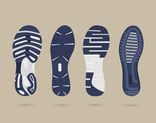 Collection footprints of classic sneakers, vector, illustration
