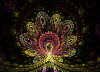  Abstract Fractal Filigreed  Pattern on Black  Background - Fractal Art