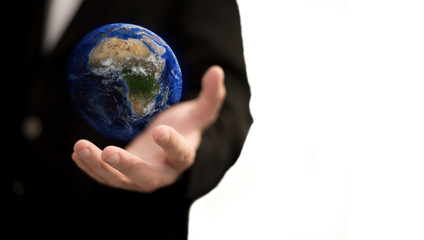 Man holding planet earth 