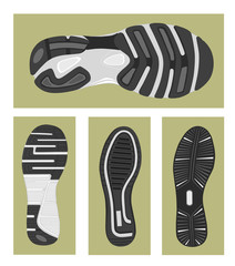 Collection footprints of classic sneakers, vector, illustration