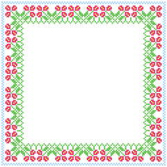 Decorative Frame. Ornament of the Cross in the form of Colored Flowers.