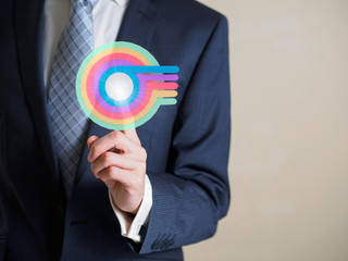 Business man point  an  infographic sign