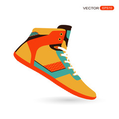 one classic hi-top with laces, vector, illustration,