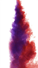 Red dense smoke isolated on white background