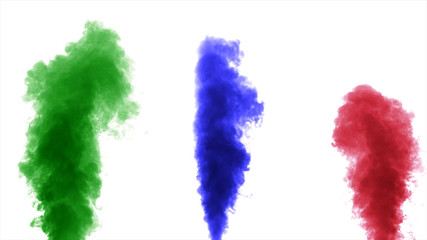 Colorful thick smoke on a white background isolated