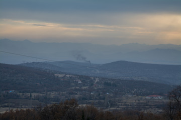 Village in beautiful soft sunset
