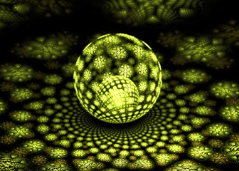 Fractal Glowing Sphere  - Fractal Art - 3D image 
