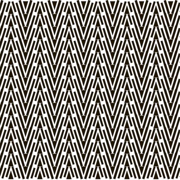 Seamless geometrical shapes vertical pattern, white on black, stock vector illustration