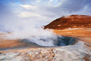 Geothermal area Namafjall with steam eruptions, Iceland, Europe