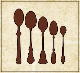 Silhouettes of spoons  - halftone  vintage   poster