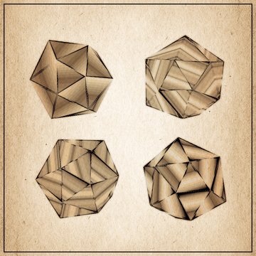 Set  of polyhedrons   - halftone  vintage   poster