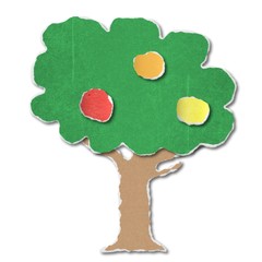 Torn paper apple tree   - 3D illustration