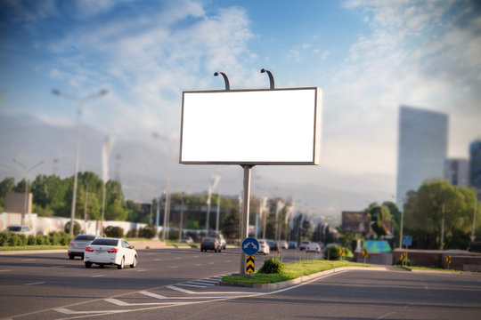 Banner billboard mockup for advertising in city useful for design