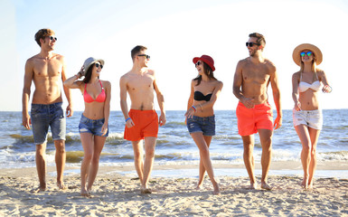 Happy friends on beach