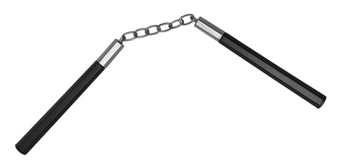 Silver and black Nunchaku isolated on white