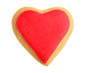 Obraz na płótnie Canvas Tasty Valentine's day cookies on white background