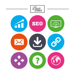 Internet, seo icons. Bandwidth speed sign.