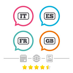 Language icons. IT, ES, FR and GB translation.