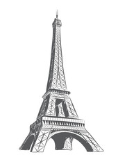 Obraz premium vector illustration of eiffel tower drawn in sketch style