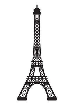vector illustration of eiffel tower drawn in schematic technique