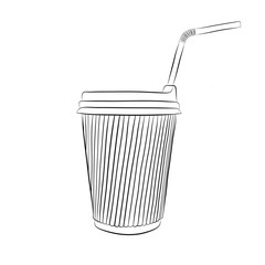 vector illustration of coffee cup for take out with tube