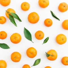 Fresh citrus isolated on white background. Flat lay. Top view